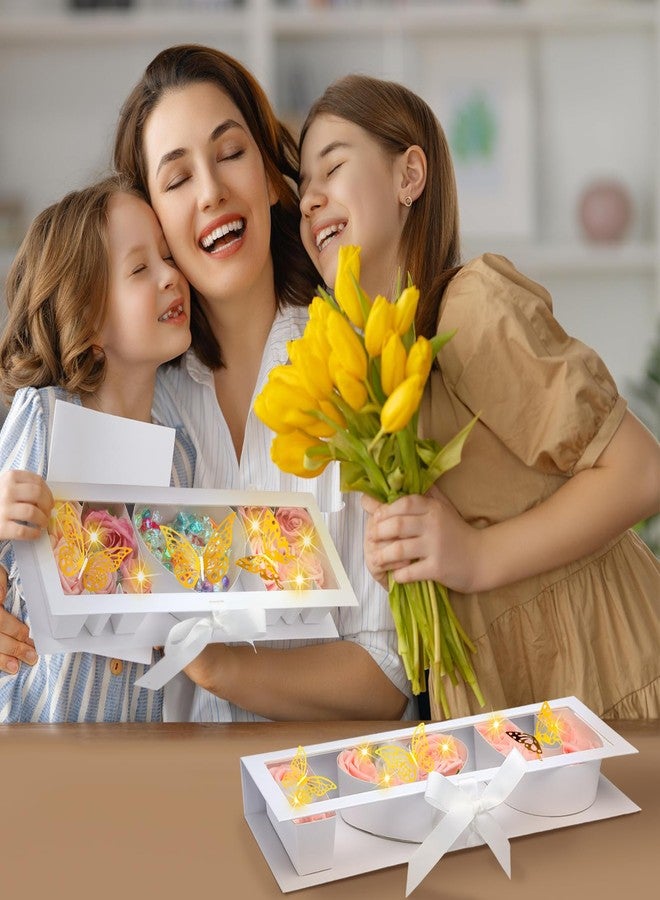Vertintong 2 Sets Mother's Day Gift Empty Mom Fillable Flower Gift Boxes I Love U Cardboard Letter Shaped Fillable Packaging Box with 24 Pcs Gold Butterfly Decoration for Mother's Day Birthday(White) - Image 5